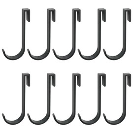 ITROLLE 10PCS Black Heavy Duty Hooks Pot Rack Hooks Wire Rack Hook J Shaped Hook Clip-on Hook J Shaped Stainless Steel Hooks Sink Hooks for Kitchen, Bedroom, Office, Wire Shelf, Coat Rack Accessories