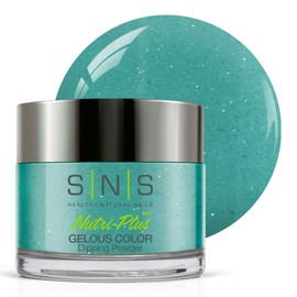 SNS Healthy Natural Nails SNS Nail Dip Powder, Gelous Color Dipping Powder - Rendezvous Bay (Turquoise/Teal, Cream) - Long-Lasting Dip Nail Color Dip Nail Color Lasts 14 Days - Low Odor & No UV Lamp Needed - 1.5 Oz