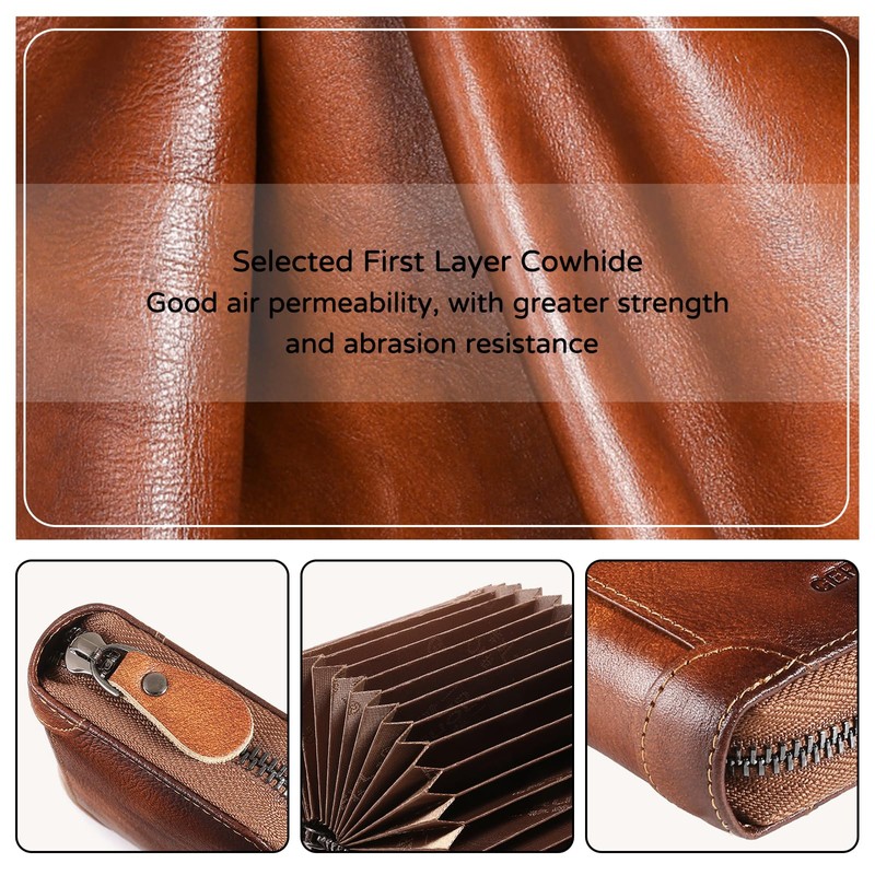PORRASSO Card Bag Cowhide Wallet Men Coin Purse RFID Blocking