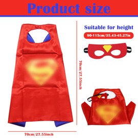 XIWJLWO Superhero Children's Costume Set with Cape & Felt Mask - 70 x 70 cm Cosplay Cape for Boys & Girls - Carnival, Fancy Dress, Role Play, Children's Birthday, from 3 Years