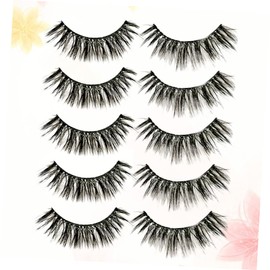Baluue 5 Sets of Imitation Hair Eyelashes Natural Look Dense Handmade Easy to Apply and Remove for Women