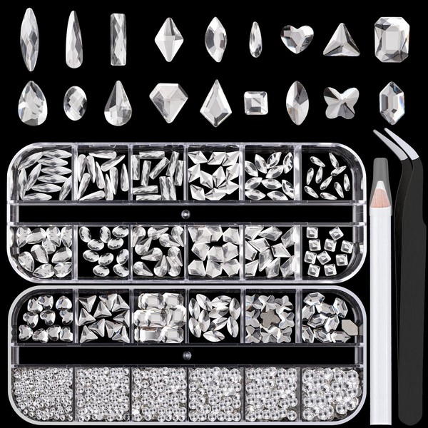 18 Styles Multi-Shaped Glass Gemstones for Nails and 6 Sizes
