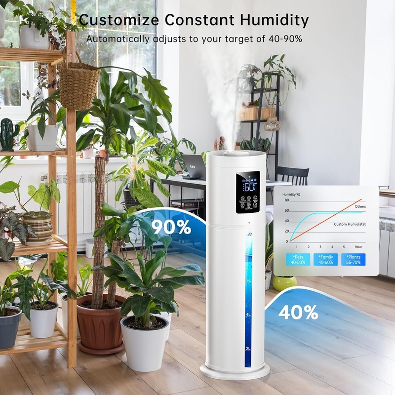 2.1Gal/8L Smart Humidifier Large Room, Top Fill Humidifiers for Bedroom