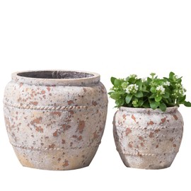 Yundu Concrete Planter Set of 2, The planters for Indoor Plants, 12.5 & 8.5 inch pots for Plants, Plant pots Indoor with Drain Hole, Modern décor for Home, Office and Other Indoor and Outdoor Décor