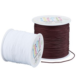 PH PandaHall 182.8 m Nylon Bead Cord 2 Colours Bracelets String 0.8 mm White Lift Shade Cord Chinese Latch Cord Brown Kumihimo Yarn for Jewellery Making Macrame Tassels DIY Craft