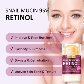 BSMKCL Retinol Face Stick, Snail Mucin Face Moisturizer with Retinol Day & Night Lifting & Firming Anti Wrinkle Facial Moisturizer Balm Stick Nourishing Anti Aging Repair Cream for All Skin Types