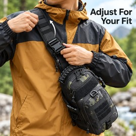Outdoor Camping Chest Bag – Tactical Sling Backpack with Adjustable Shoulder Strap & Multiple Compartments for Hiking, Cycling & EDC
