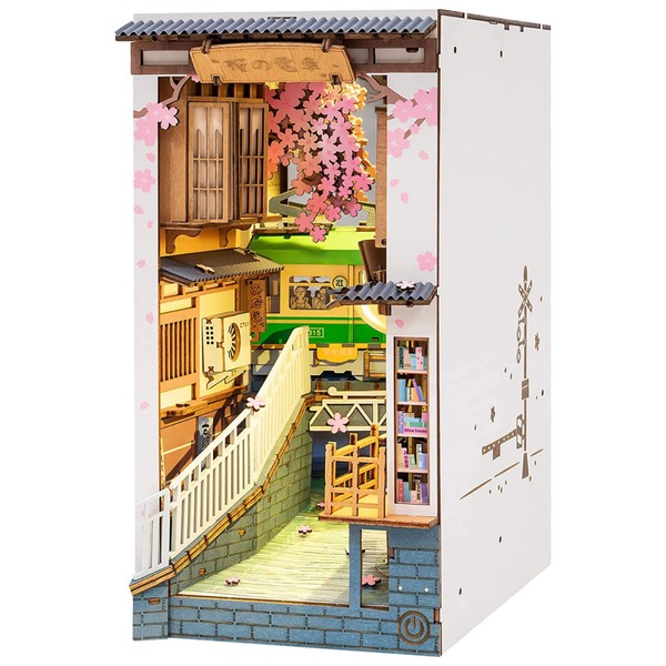Rolife Sakura Densya Book Nook Kits-3D Puzzle Model Kits For Adults To Build-Unique Gift Idea For Teachers Students (TGB01)