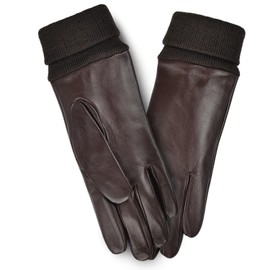 SURAWIL Womens Winter Leather Gloves Genuine Sheepskin Gloves Womens Gloves Warm Fleece Lined Touchscreen Driving Gloves For Women W08CA-T,Brown,M