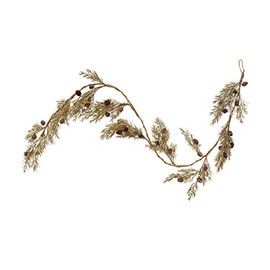 Creative Co-Op Faux Pine Garland with Pinecones, Gold Finish