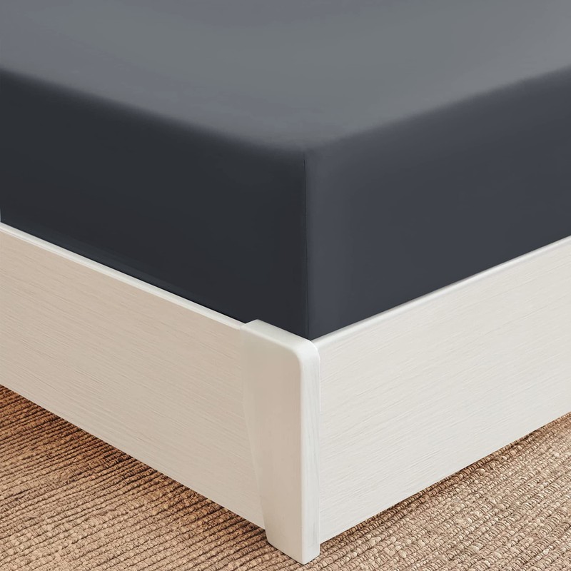 Hafaa Super King Fitted Sheet – Charcoal/Dark Grey Soft Brushed