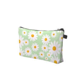 Cute Travel Makeup Bag Cosmetic Bag Small Pouch Gift for Women (Daisy Sage Green)