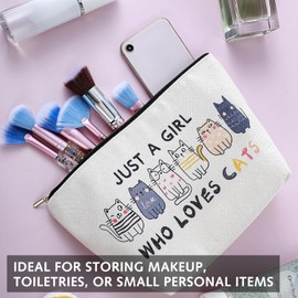 Cat Gifts for Girls,Cute Cat Mom Gifts,Birthday Gifts for Girls,Cat Themed Travel Cosmetic Bag Zipper Pouch,Waterproof Cosmetic Pouch with Secure Zipper,for Women Teens Daughter Sister Bestie