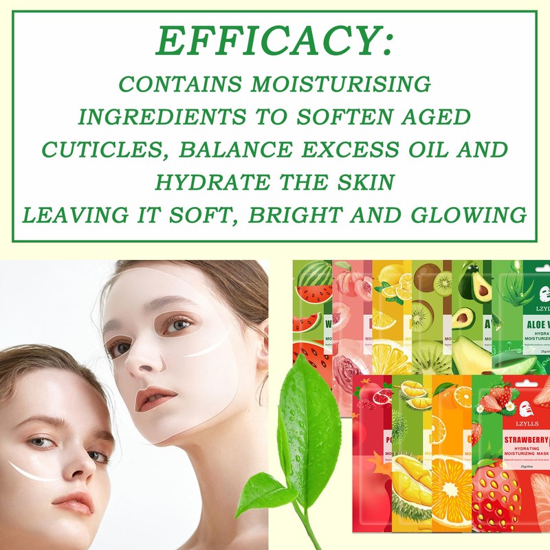 10 Pack Sheet Face Mask Set,Moisturizing Long Lasting Facial Sheet