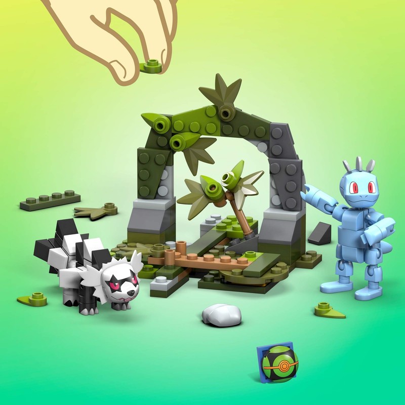 Mega Construx Pokemon Machop Vs. Galarian Zigzagoon Construction Set, Building