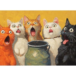 1000-Piece Adult Puzzle - Fun Jigsaw Puzzle for Adults Surprised Cats Oil Painting, Challenging Fun Puzzle for Adults, Colorful Animals Art Puzzle, Great Gift Idea, 26.65 x 19.25 in