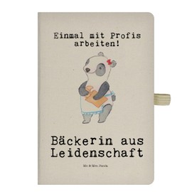 Mr. & Mrs. Panda DIN A5 Baumwoll Notizbuch Bäckerin Leidenschaft - Geschenk, Beruf, Brotbäckerin, Notizen, Tagebuch, Notizblock, Konditorin, Danke,