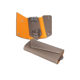 COGURE CONKC-M/S Key Case, Genuine Leather, European Embossed Leather, 4 Key Hooks, Gift Box Included, Etoupe