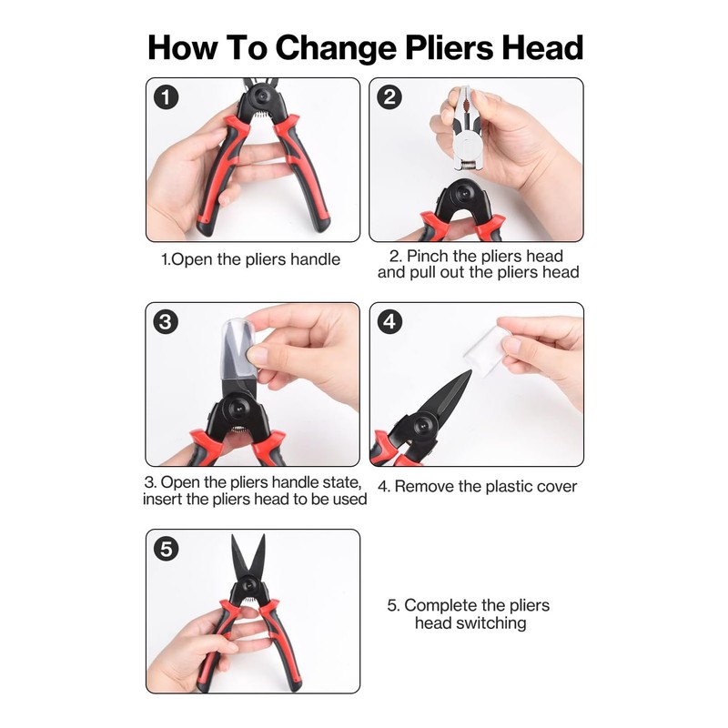 Multifunctional Pliers Set 5 in 1 Combination Interchangeable Pliers Kit