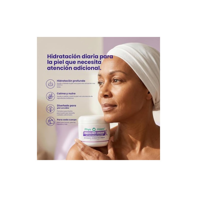 PhysAssist - Crema corporal oncológica con botánicos, 4 onzas. Calmante