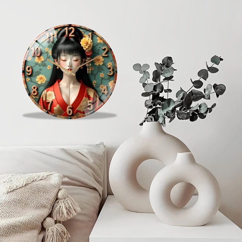 Large 12 Inch Glass Wall Clock with Extended Battery Life