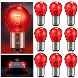 Lewtemi 10 Pcs 1157 Red Bulbs Brake Light Bulbs 12V 21/5W Turn Signal Replacement Car Tail Trailer Rear Light Compatible with 2357 2057 7528 BAY15D 1016 1034 for Marker Parking Running Backup Spare