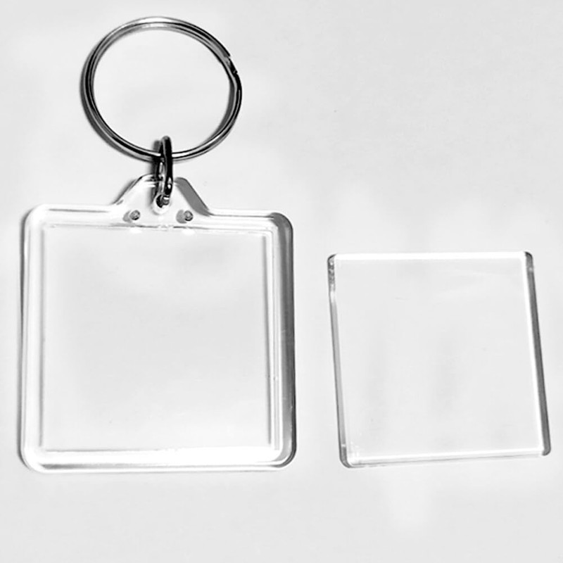 25Pcs 1.3x1.3 Inch Square Transparent Acrylic Photo Insert Keychain Blanks
