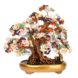 LEAFIS Natural Tree of Life (1,251 Gemstone Count) Crystal Tree with Healing Properties - Bonsai Feng Shui Money Tree for Healing and Luck (7 color) One Size