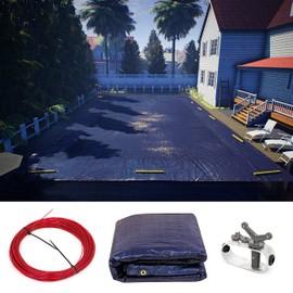 ColourTree Customize Size 19’ x 30' Premium Plus Rectangle Blue Winter Swimming Pool Cover Tarp Safety Heavy Duty, Waterproof, UV Resistant (Cover Size:23' x 34' / 4 ft.Overlap) 【We Customize Size】