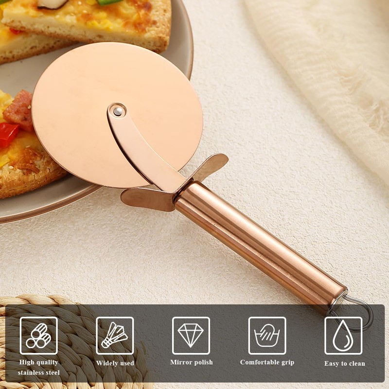 Berglander Pizza Wheel, Rose Gold Titanium Plating Stainless Steel Pizza