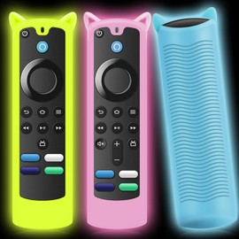 Wevove 3 Packs TV Stick Remote Cover Glow in The Dark,Tvstick Cover for Voice Remote 4k/4k Max/Lite(3rd Gen) 2021 Release, Anti Slip Protective Sleeve Case with Lanyard