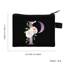 FAVORTALK Coin Purse Small Coin Purse Men Pouch for Coin Mini Change Pocket Wallet Black Coin Bag with Zipper for Boys Girls Initial Coin Pouch with Zipper Flowers Pattern - 43418