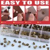 Hilitchi 110 Sets Bronze Chicago Screws Buttons Flat Head Screws