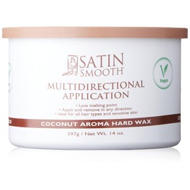 Satin Smooth Coconut Aroma Hard Wax, Vegan No-Strip Wax for All Hair Types, Multi-Directional Application, Ideal for Sensitive Skin, Salon Grade Hair Removal, 1 Pack