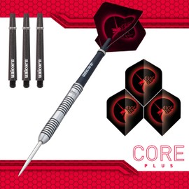 Unicorn Unisex Core Plus|Style 1|Steel Tip Darts, Silver / Black, 20 G EU