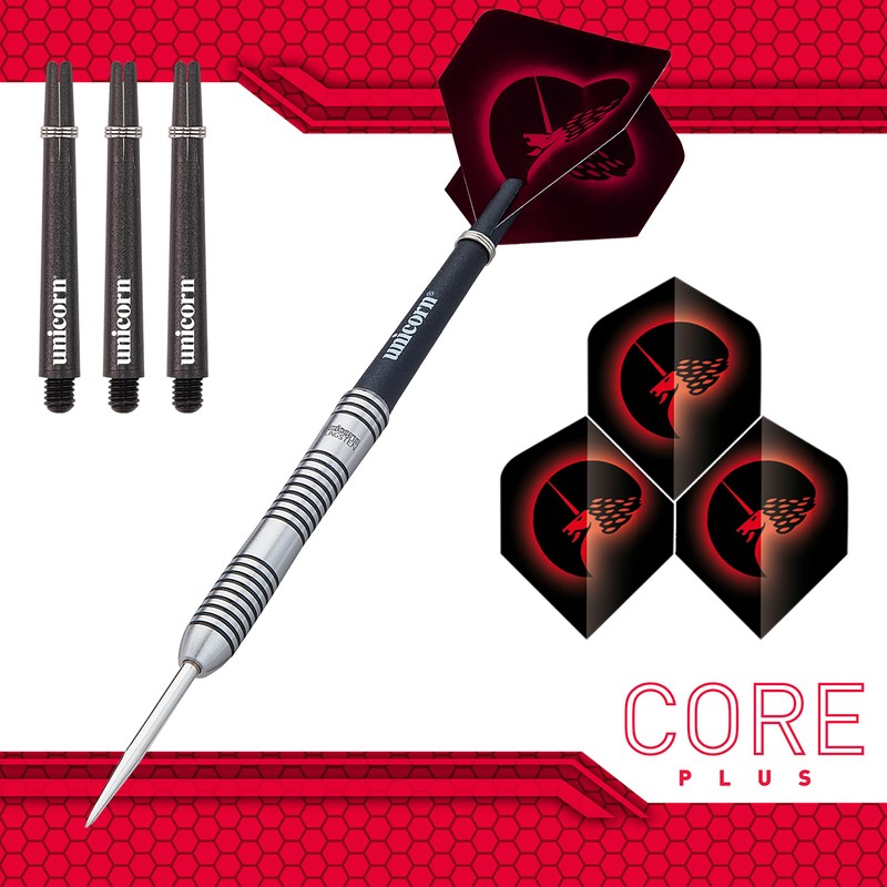 Unicorn Unisex Core Plus|Style 1|Steel Tip Darts, Silver / Black,