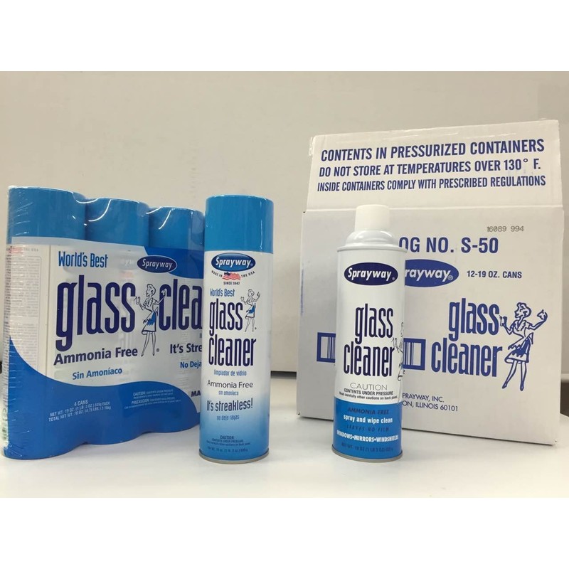 Sprayway 443331 Ammonia Free Glass Cleaner, 19 Oz. (4-Pack) (Packaging