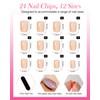 24 Pcs Short Square Press On Nails with Jelly Glue,Reusable