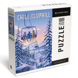 Lantern Press Chill on The Uphill, Ski Lift, 1000 Piece Jigsaw Puzzle for Adults, Made in USA with Reference Poster
