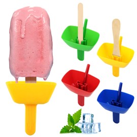 panemy Pack of 8 Drip-Free Ice Lolly Holders for Children, Food-Grade Polypropylene Material Ice Holder for Children, Reusable Popsicle Holder with Straw