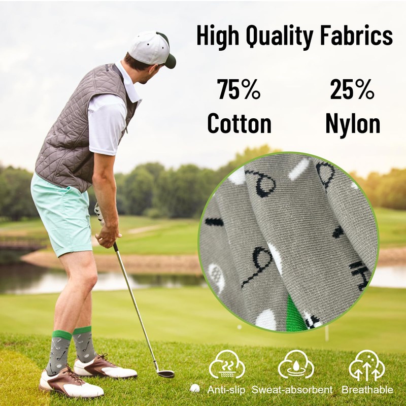 HZHSGLY 4Pairs Golf Socks for Men 9-12, Funny Funky Cotton