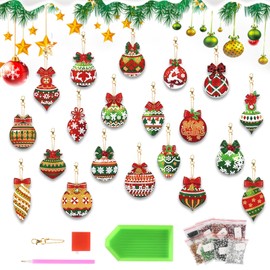 DELAESI Diamond Painting Christmas 20 Pieces Diamond Painting Key Ring 5D Diamond Painting Pendant Diamond Painting Children Diamond Painting Winter Christmas Decoration