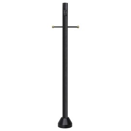 Solus SM6-CSTV-BK 6 ft Black Outdoor Surface MountLamp Post with Cross Arm & Grounded Convenience Outlet with Aluminum Base & Cover, fits 3 in Post Top Fixtures