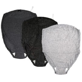 Rosemadam 7309 7309 Maternity Panties, 100% Cotton, Non-Stressful Wear, Elastic Waist Adjustment, Value Set of 3, D-Black Dots, Solid Gray, Black Border, L-LL
