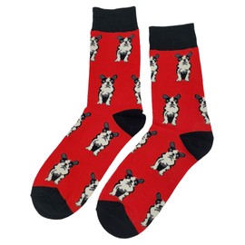 SockFly Simple French Bulldog Dress Socks Funny Novelty Crazy Fun Design Men Size 8-12 Cotton Casual Crew Colorful Funky Fancy Socks Gift for Men
