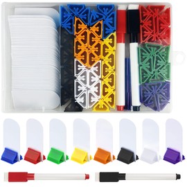 130 Pieces Game Card Stand Set, Blank Game Board Markers, Board Game Markers,7 Types Of Colorful Game Card Stands, With 2pcs Erasable Marker Pens(Red+Black), For Party Favor, Storage Box Included