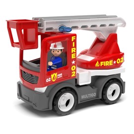 MultiGO Fire Sandpit Toy for Children from 3 Years - Large Rotary Ladder Vehicle with Fireman - Fire Brigade Sand Toy for Outdoor Games - Fire Engine for the Garden