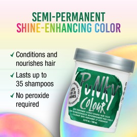 Punky Alpine Green Semi Permanent Hair Color - Vegan & Cruelty-Free Conditioning Hair Dye, 3.5 fl oz