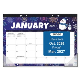 SUNEE Desk Calendar 2026, 18 Months from Oct. 2025 to Mar. 2027, 17"x12" Academic 2026 Desk Calendar for Home, School, or Office Desk Top Organizing, Seasons Color Monthy Calendar 2026