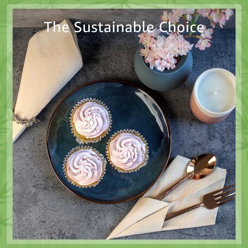 Ibambo Bamboo Everyday Napkins - 50 Pack, 2-Ply, Compostable Dinner